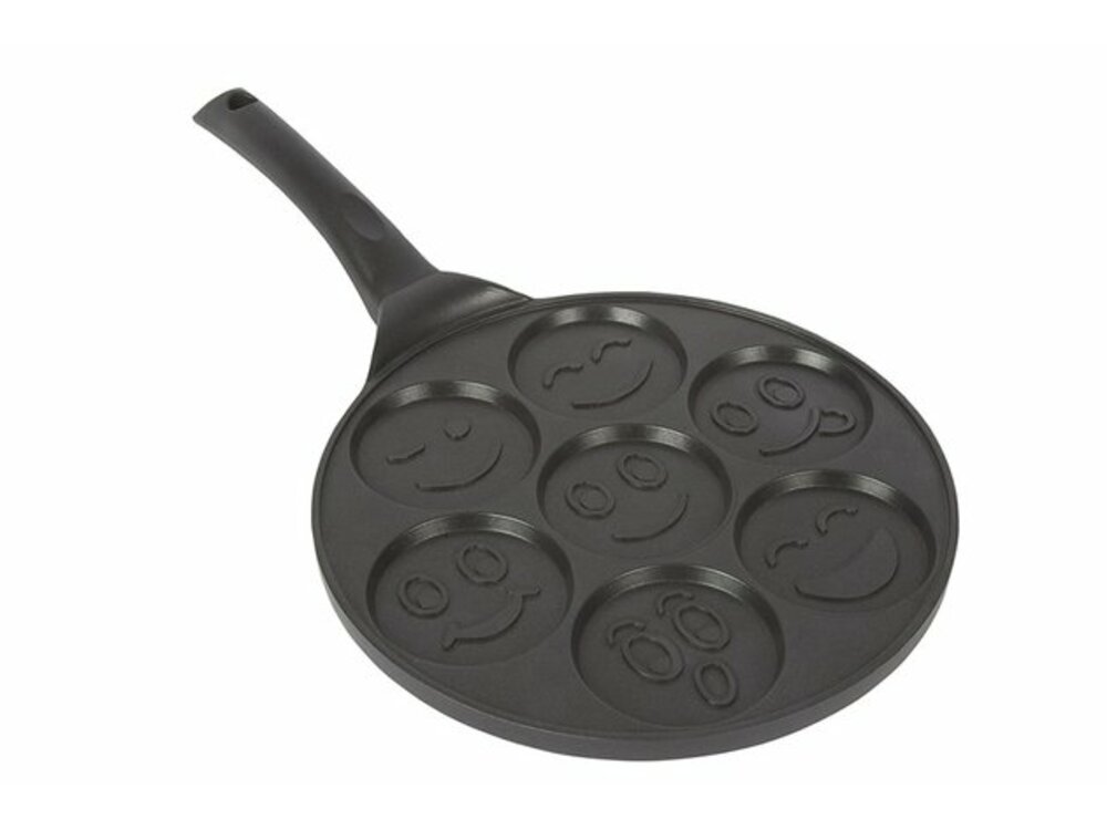 Frying pan with smiley faces