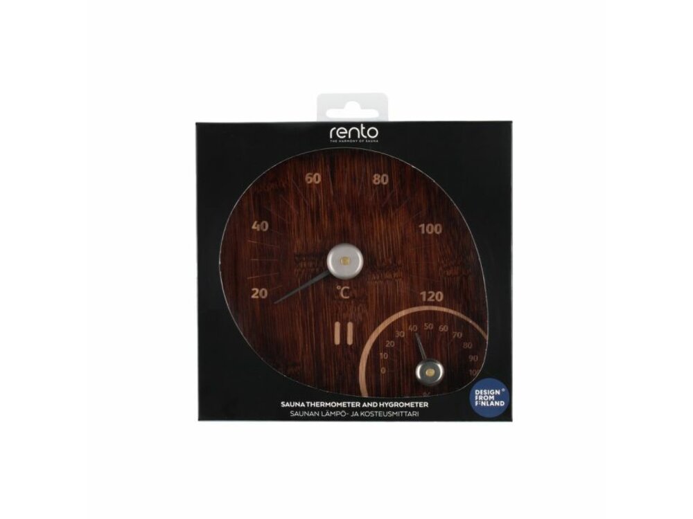 Rento Sauna thermometer with hygrometer, bamboo, dark brown