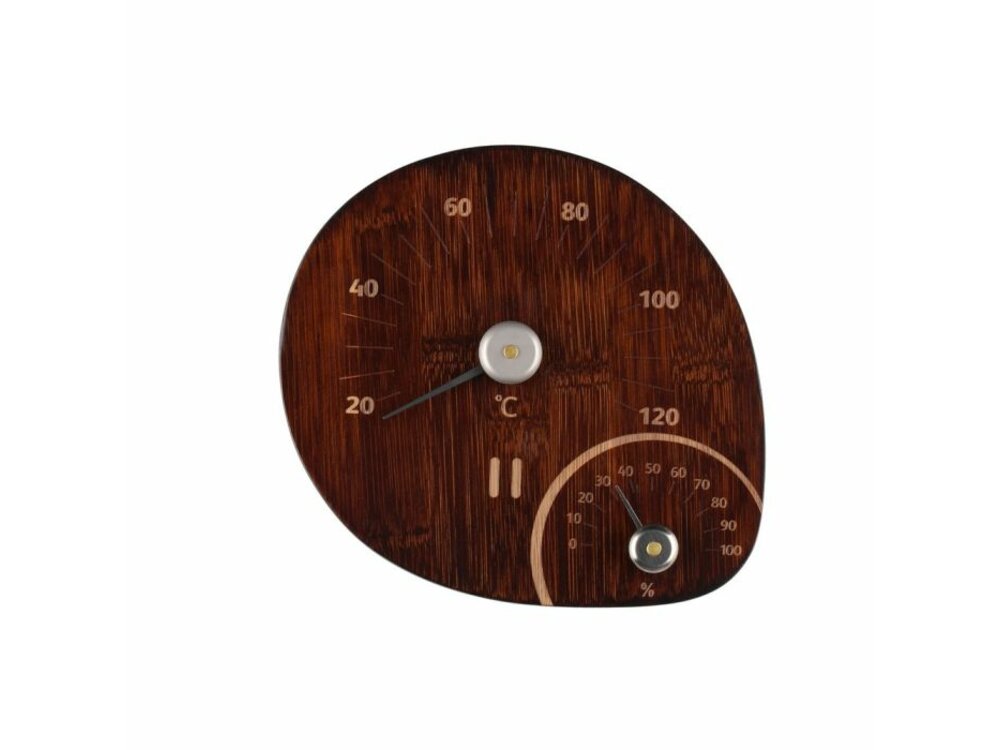 Rento Sauna thermometer with hygrometer, bamboo, dark brown