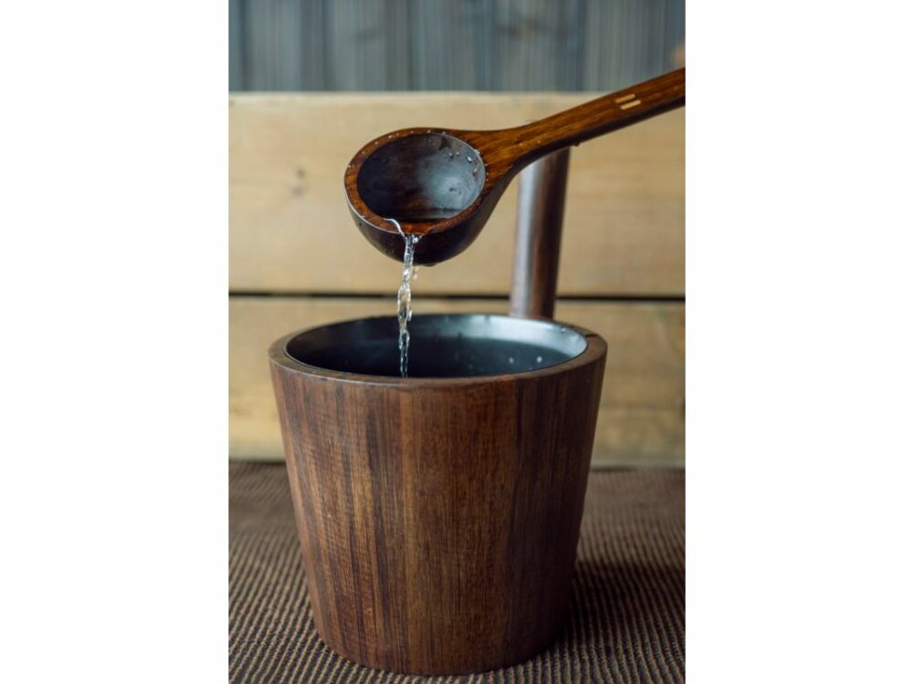 Sauna accessories Rento, dark brown bamboo + textile Sauna accessories Rento, dark brown bamboo + textile