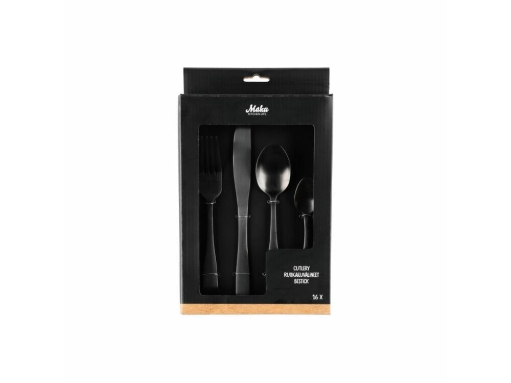 MAKU Basic Cutlery matt black, set/16 pcs