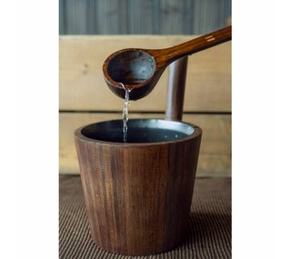 Sauna accessories Rento, dark brown bamboo + textile